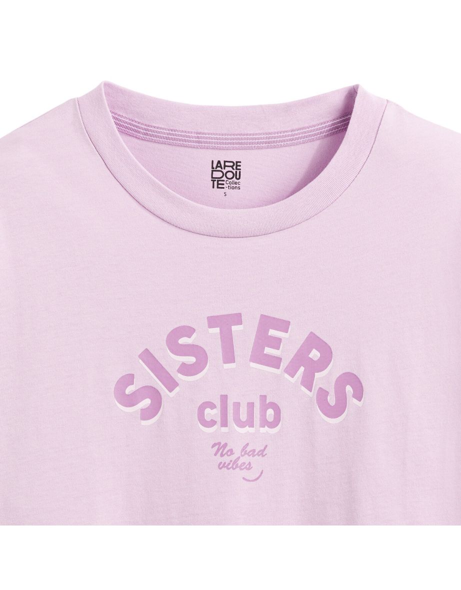 Cotton Cropped Slogan T-Shirt - 3