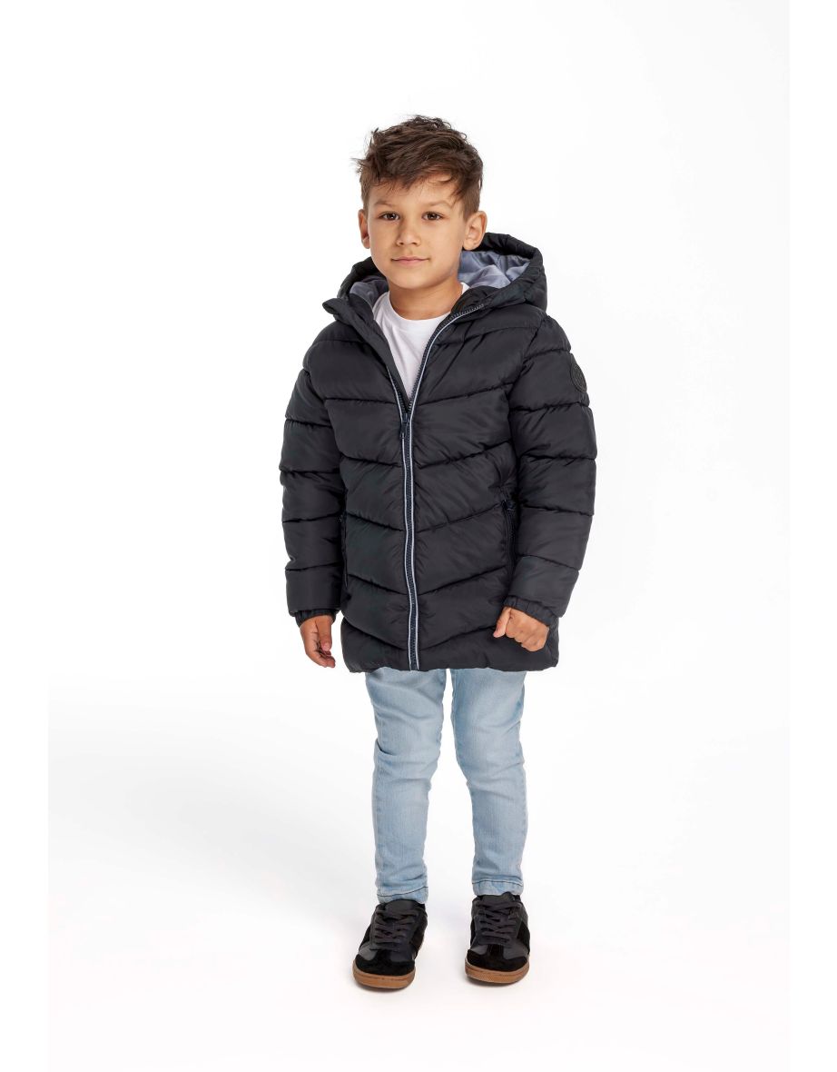 Boys Padded Jacket With Hood And Contrast Lining - 4