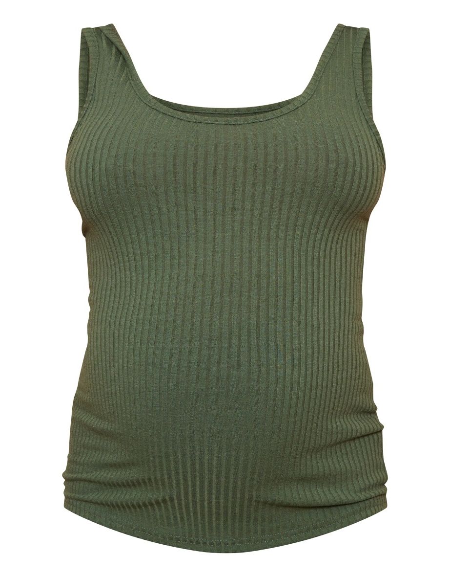 Maternity Khaki Soft Ribbed Vest Top - 4