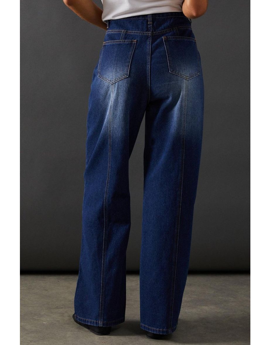 High Waisted Button Fly Seam Detail Dad Jean - 3
