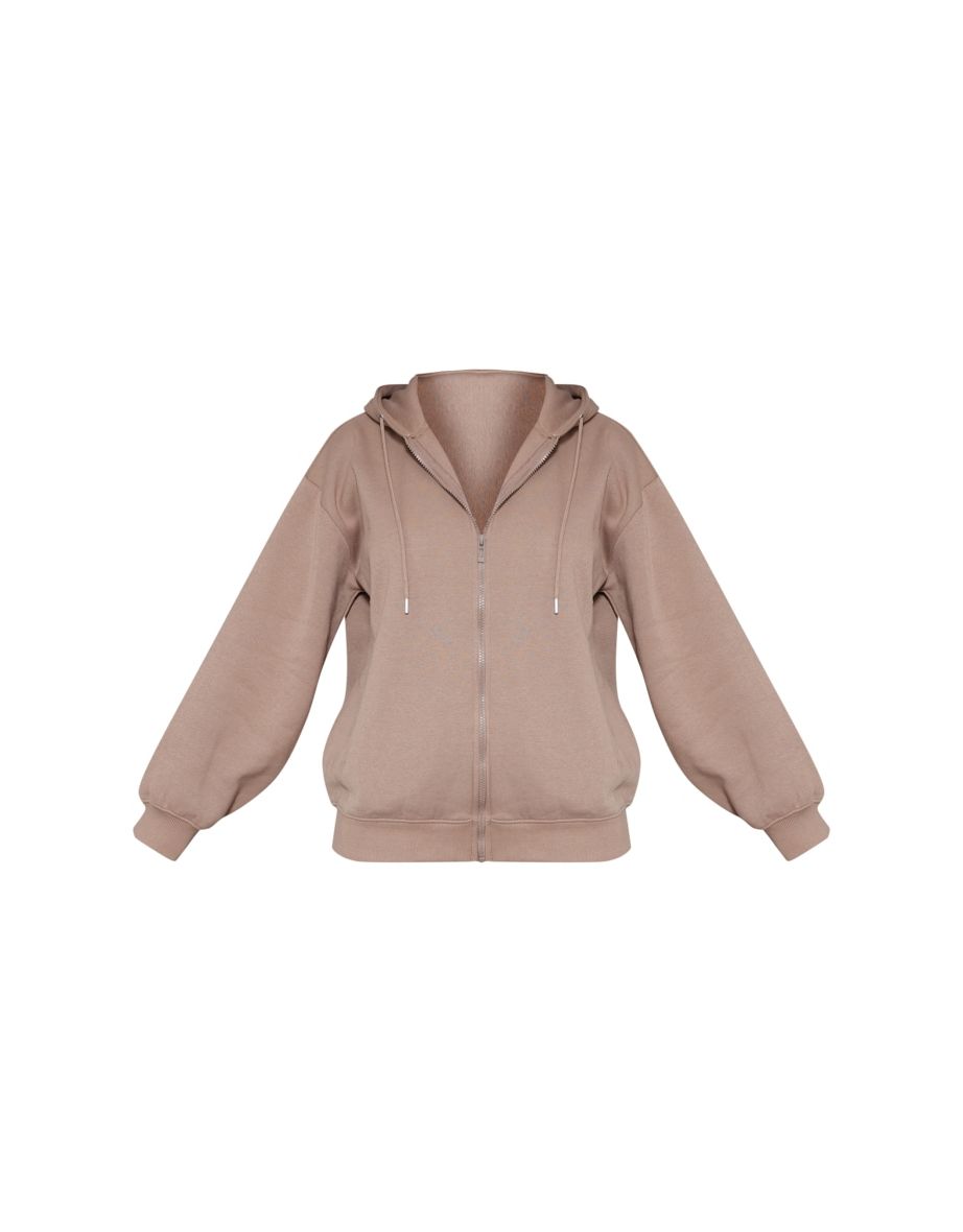 Tall Taupe Zip Up Hoodie - 4