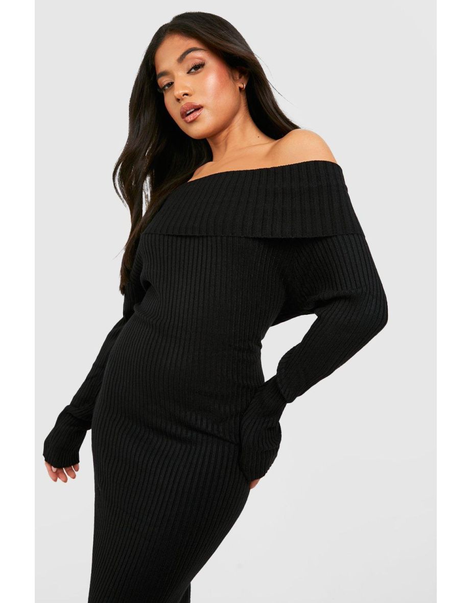 Petite Knitted Bardot Midaxi Dress - 3