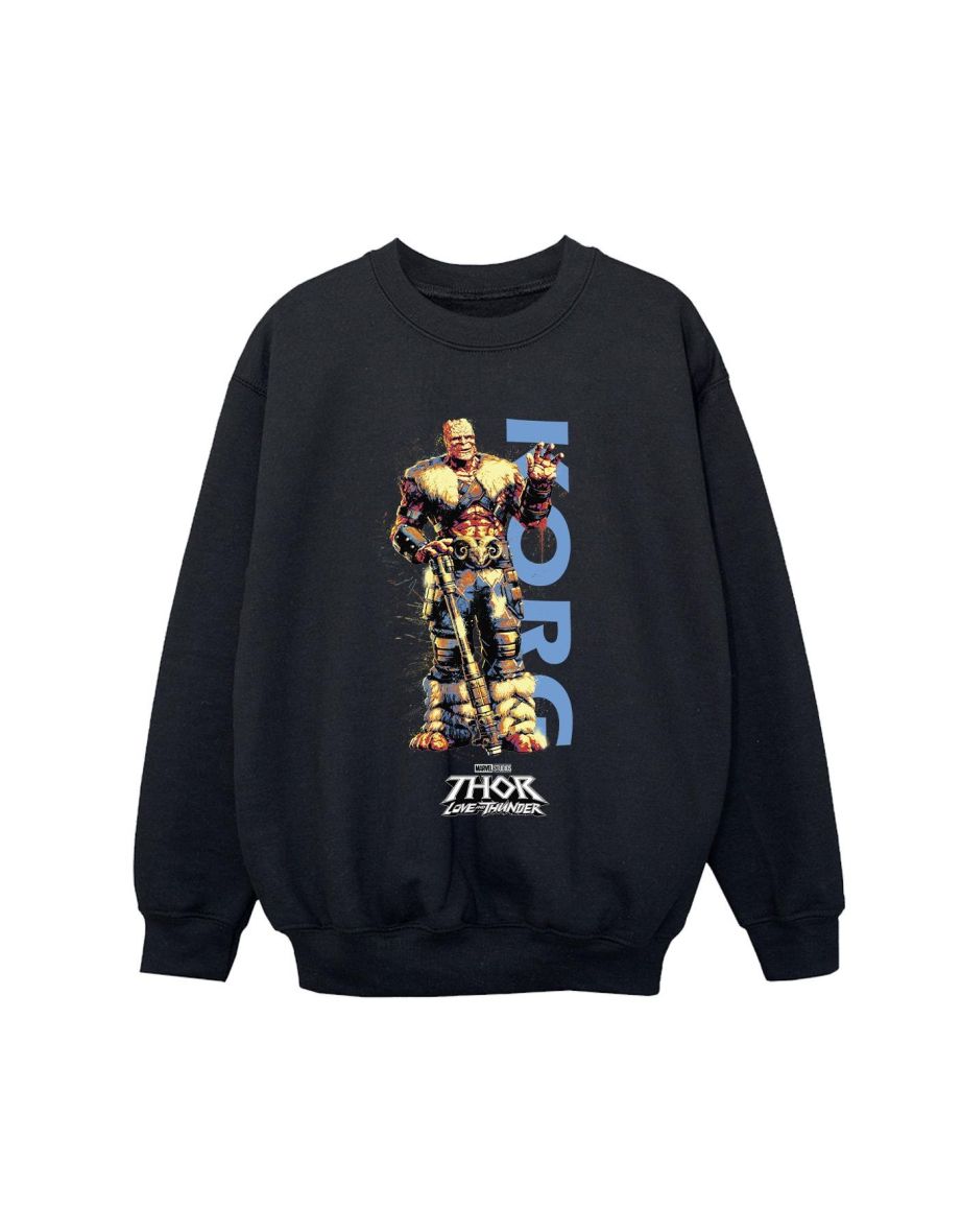 Marvel Boys Thor Love And Thunder Korg Wave Sweatshirt - Black - 1