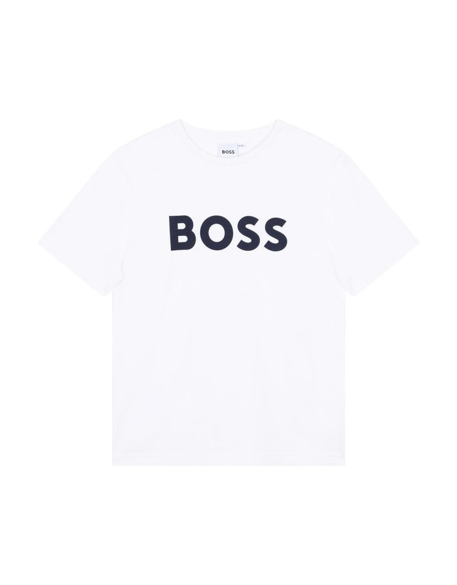 Hugo Boss Boys Large Logo Short Sleeve T-shirt White - white