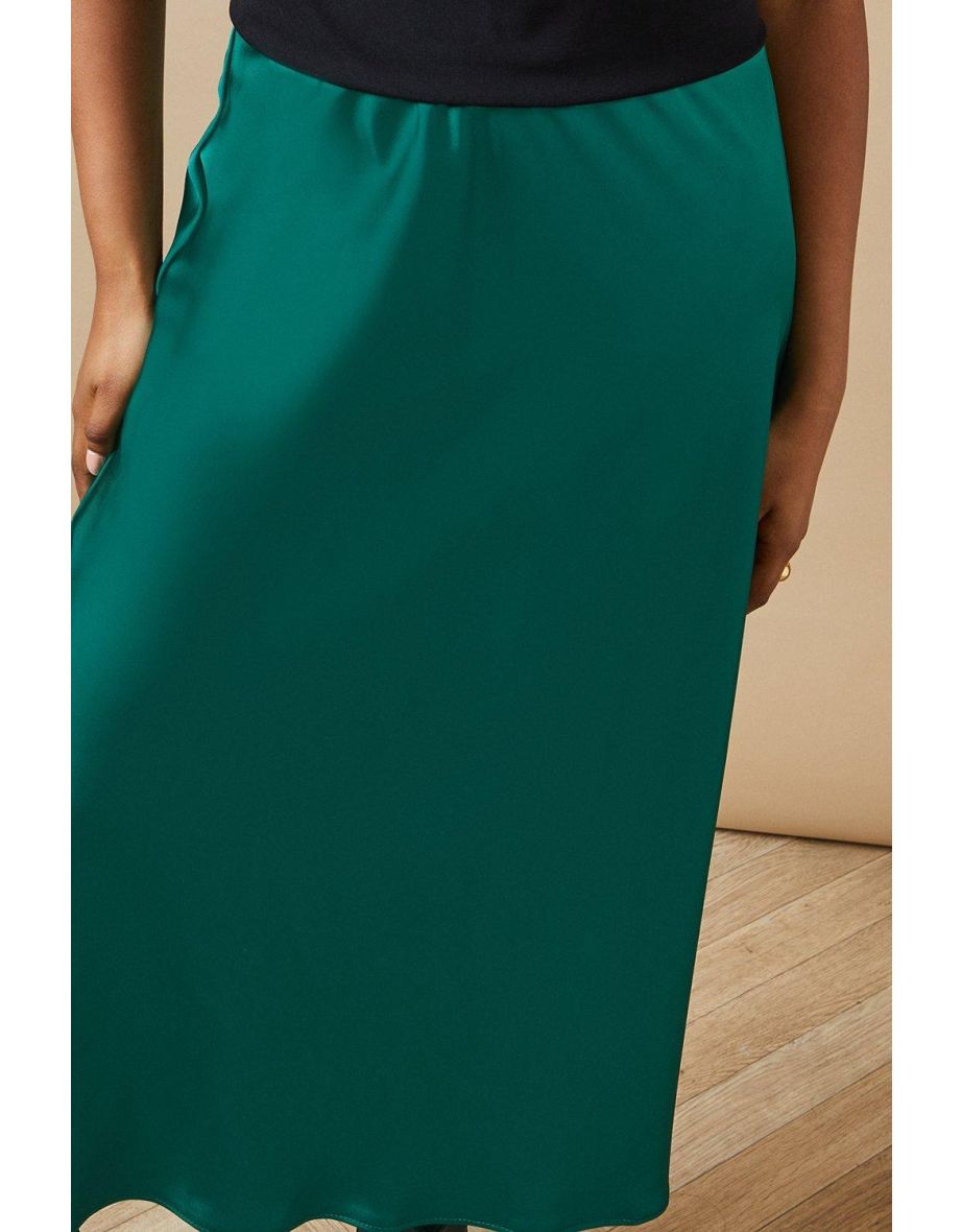 Satin Bias Cut Midi Skirt - 3