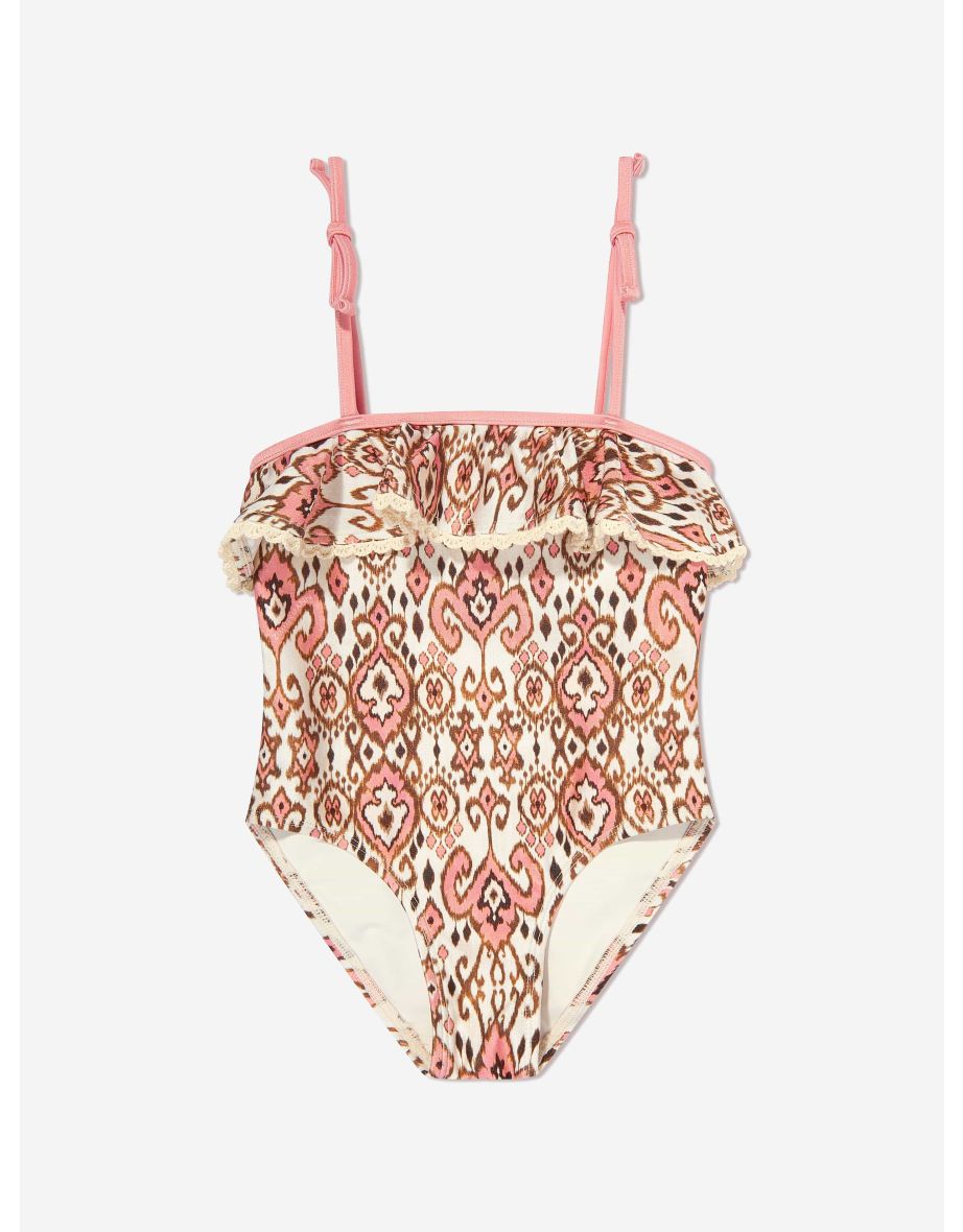 Girls Wylie Frill Trim Swimsuit in Pink