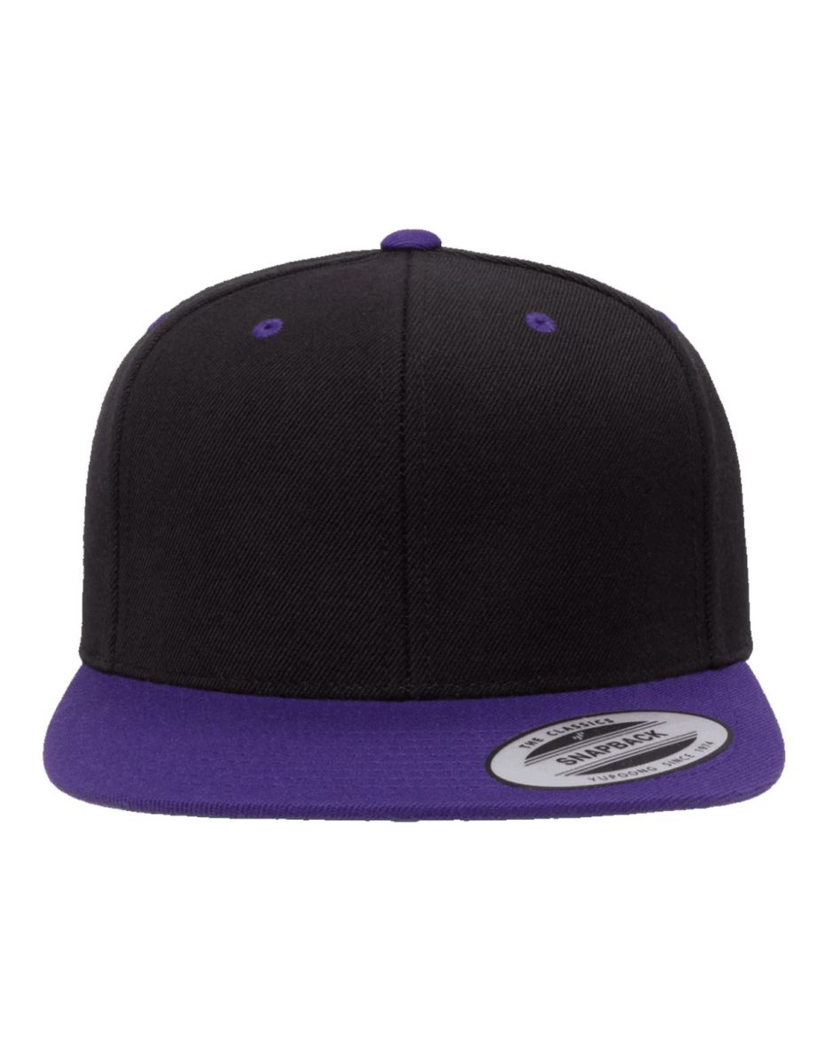 Yupoong Mens The Classic Premium Snapback 2-Tone Cap - Black/Purple - 2