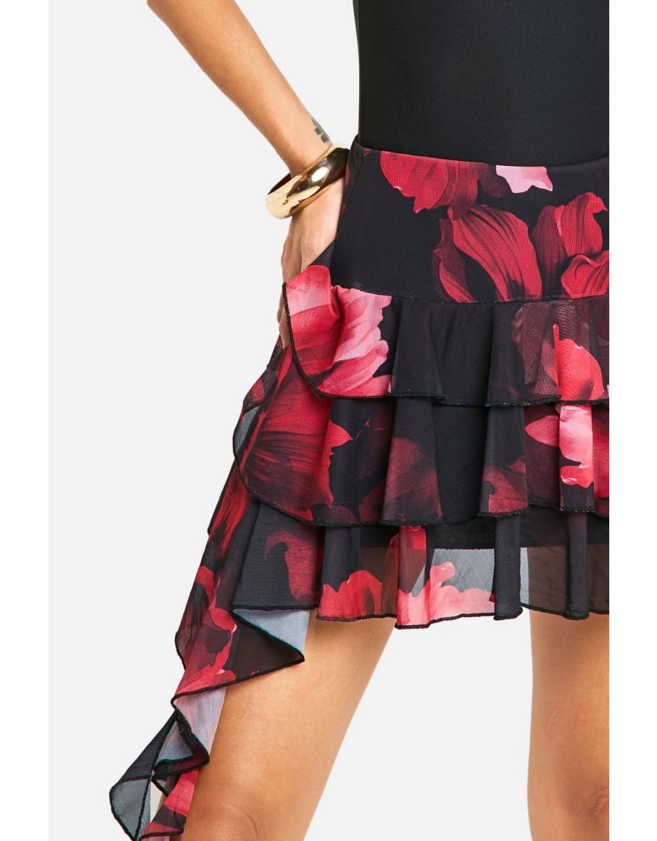 Floral ruffle mesh skirt - 3