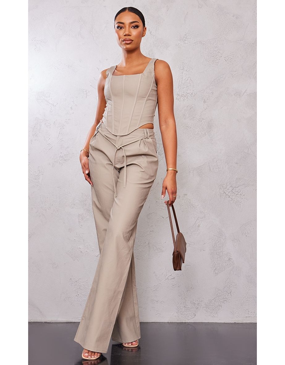 Nour Tall Mid Rise Wide Leg Trousers in Chocolate | Oh Polly