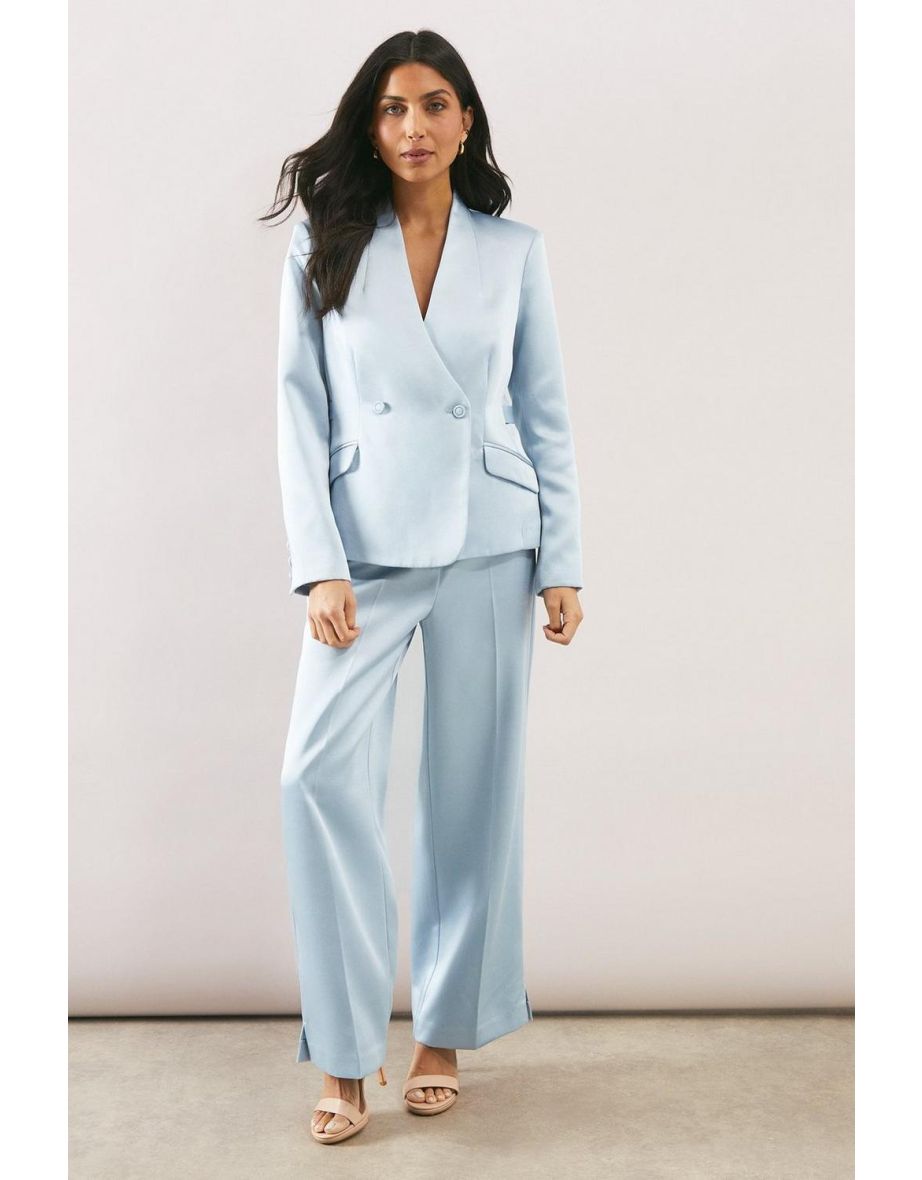 Collarless Double Breasted Blazer
