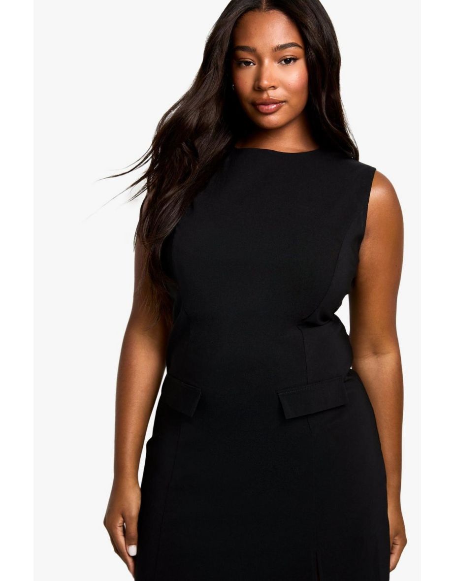 plus bengaline mini shift dress - black - 3