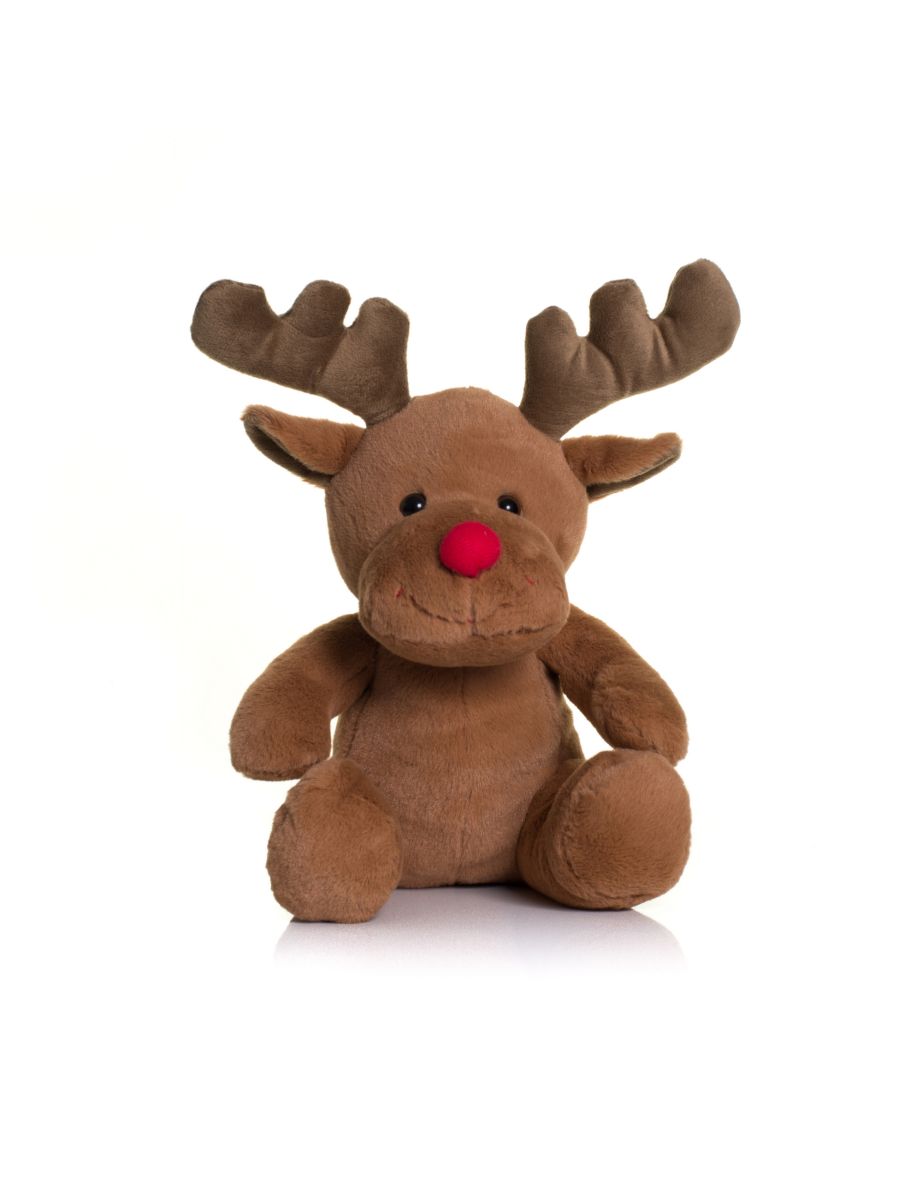 Mumbles Red Nose Reindeer Plush Teddy Bear Toy - Brown