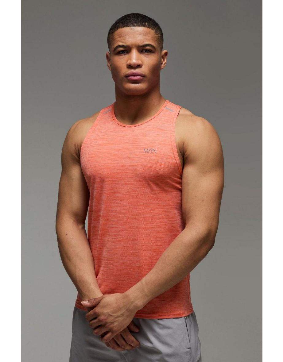 Man Active Lightweight Performance Slim Fit Marl Gym Tank
