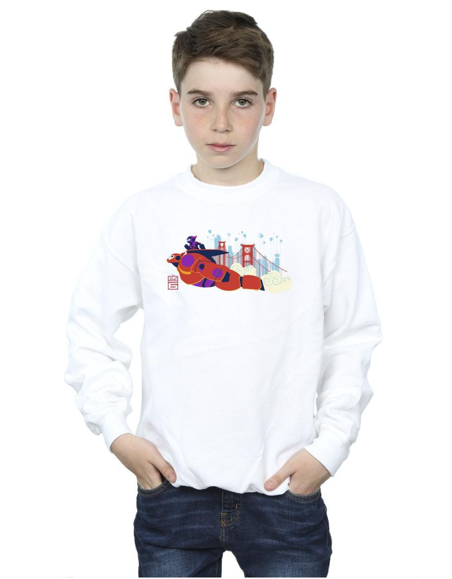 Disney Boys Big Hero 6 Baymax Hiro Bridge Sweatshirt - White