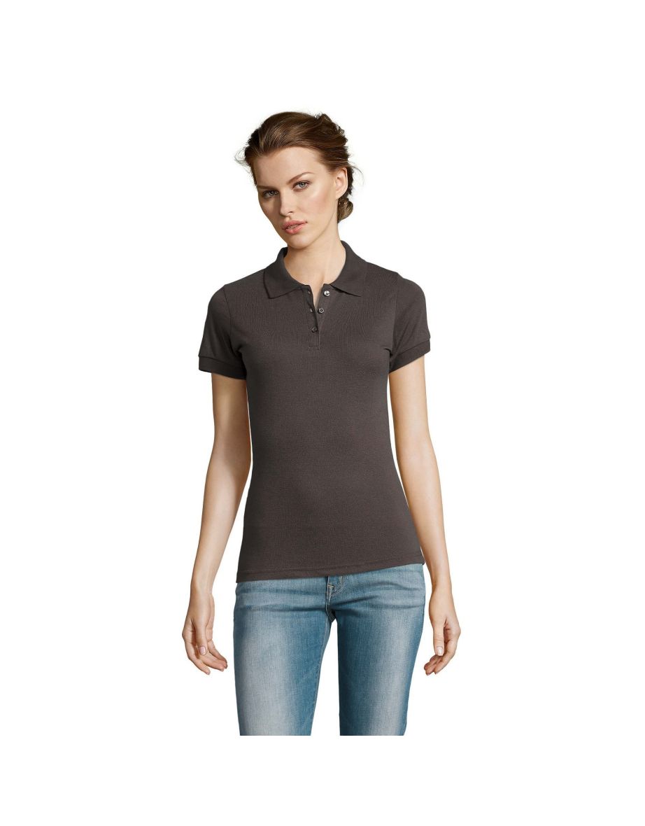 SOLs Womens/Ladies Prime Pique Polo Shirt - Dark Grey - 2