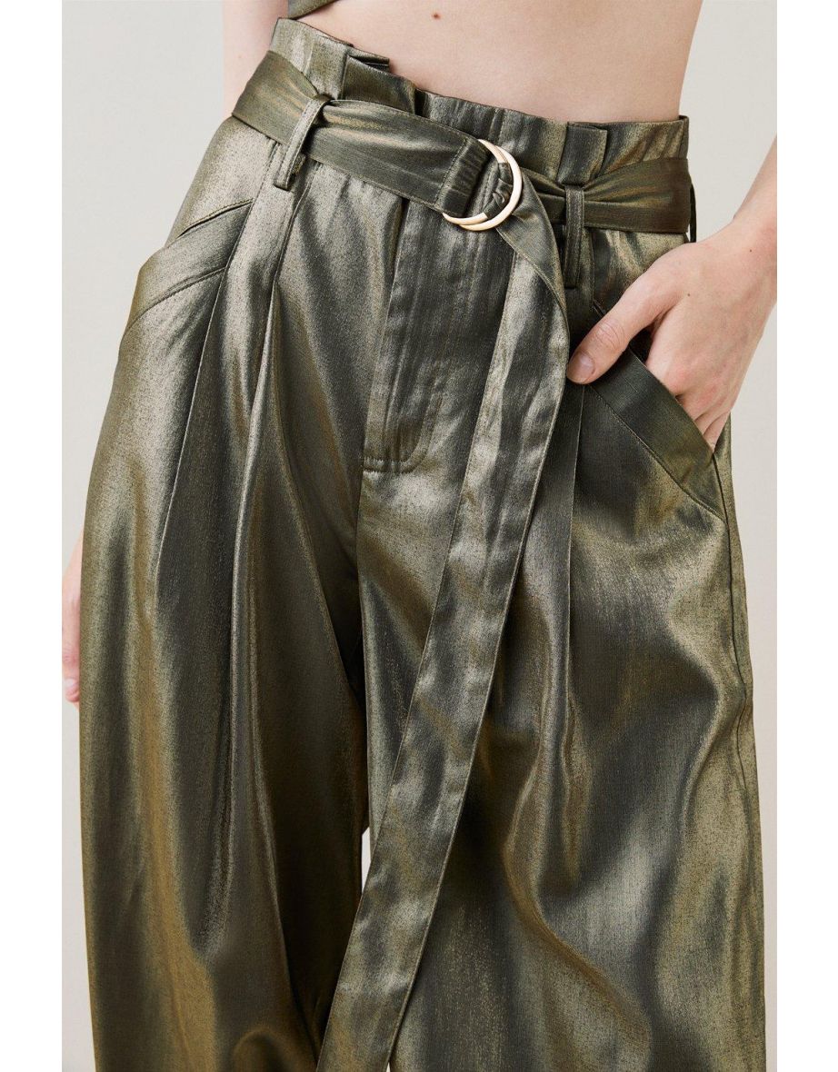 Metallic Balloon Tie Hem Trousers - 2