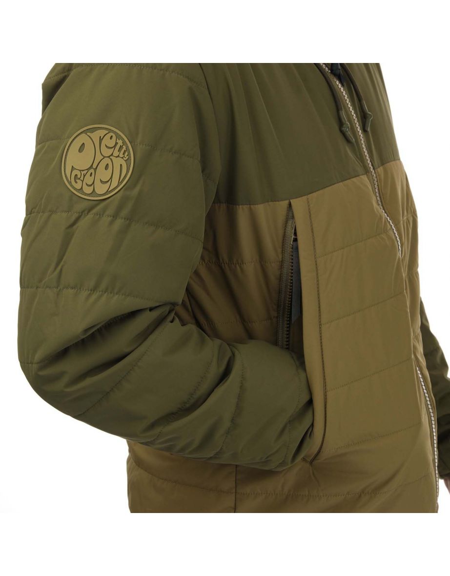 Men's Pretty Green Tilby Quilted Colour Block Jacket in Green - 5