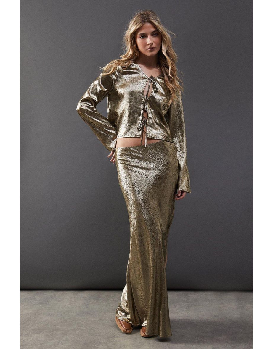 Metallic Satin Bias  Skirt