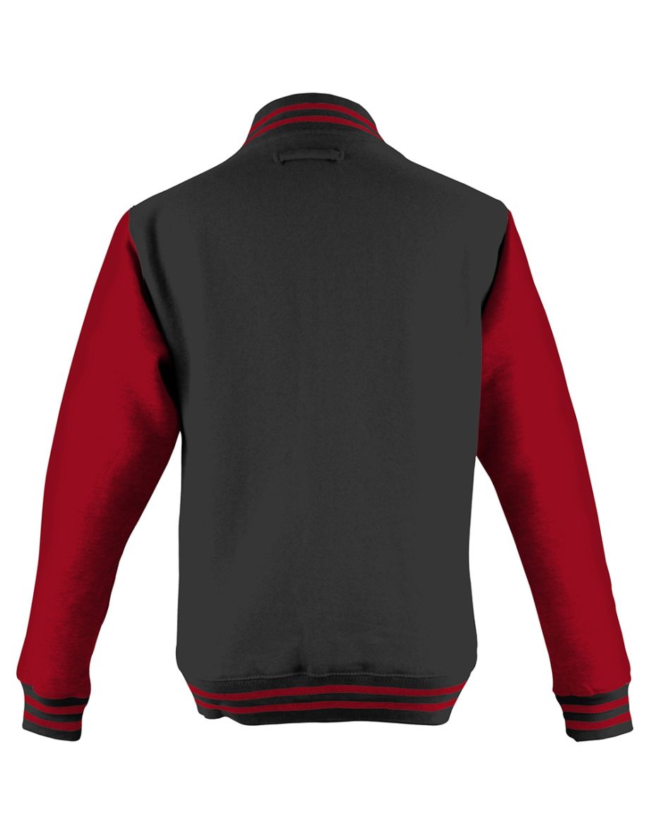 Awdis Unisex Varsity Jacket - Jet Black/Fire Red - 2