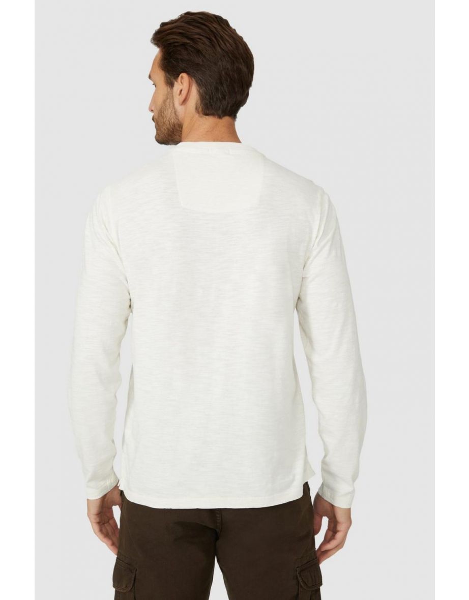 Ls Slub Y-neck T-shirt - off white - 3