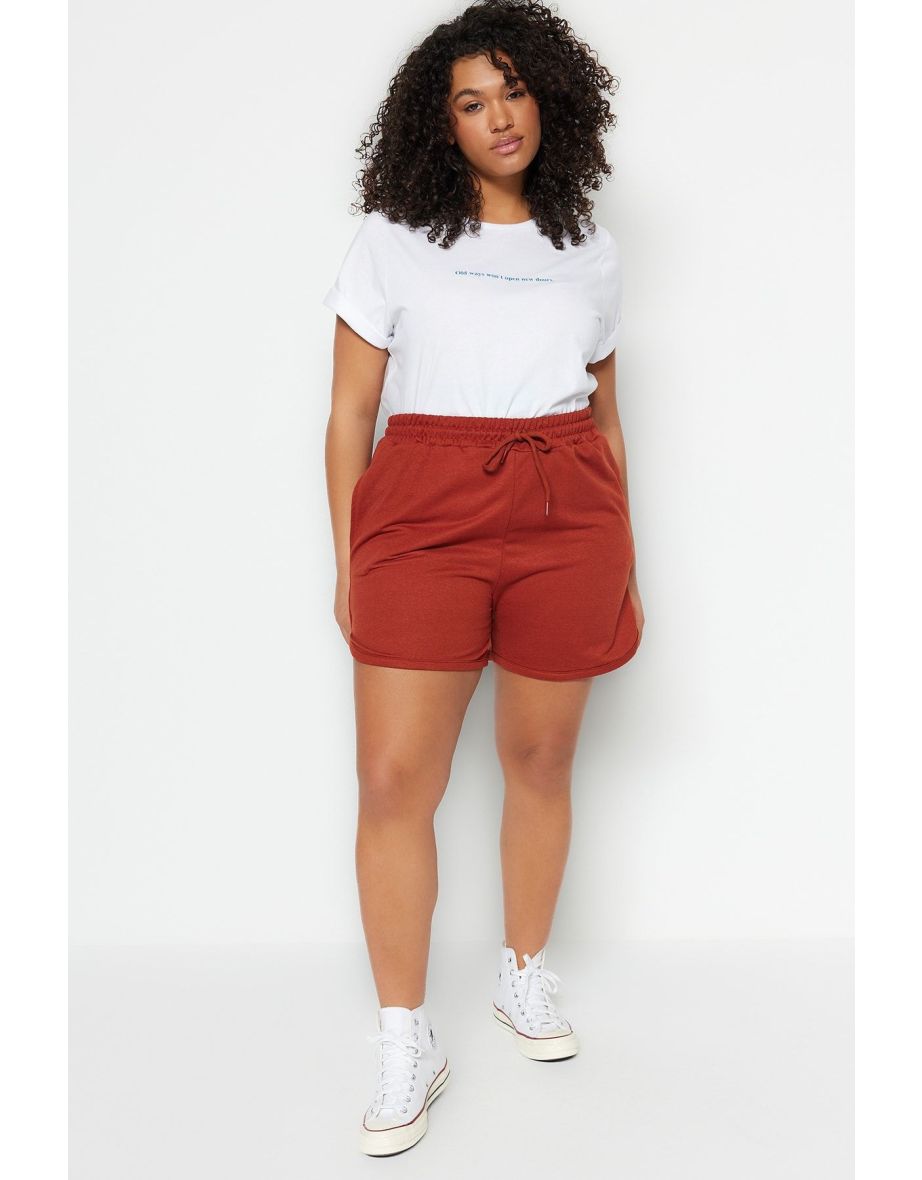 Plus Size Shorts & Bermuda - Brown - High Waist - 7