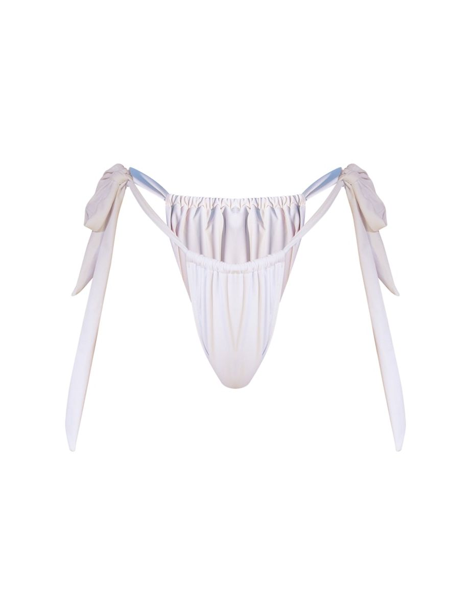 White Mix And Match Wide Tie Side Bikini Bottoms - 1