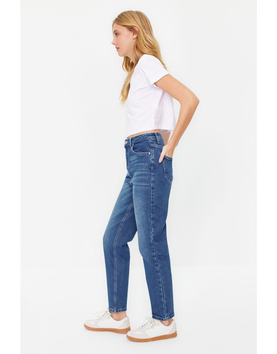 Dark Blue More Sustainable High Waist Slim Mom Jeans