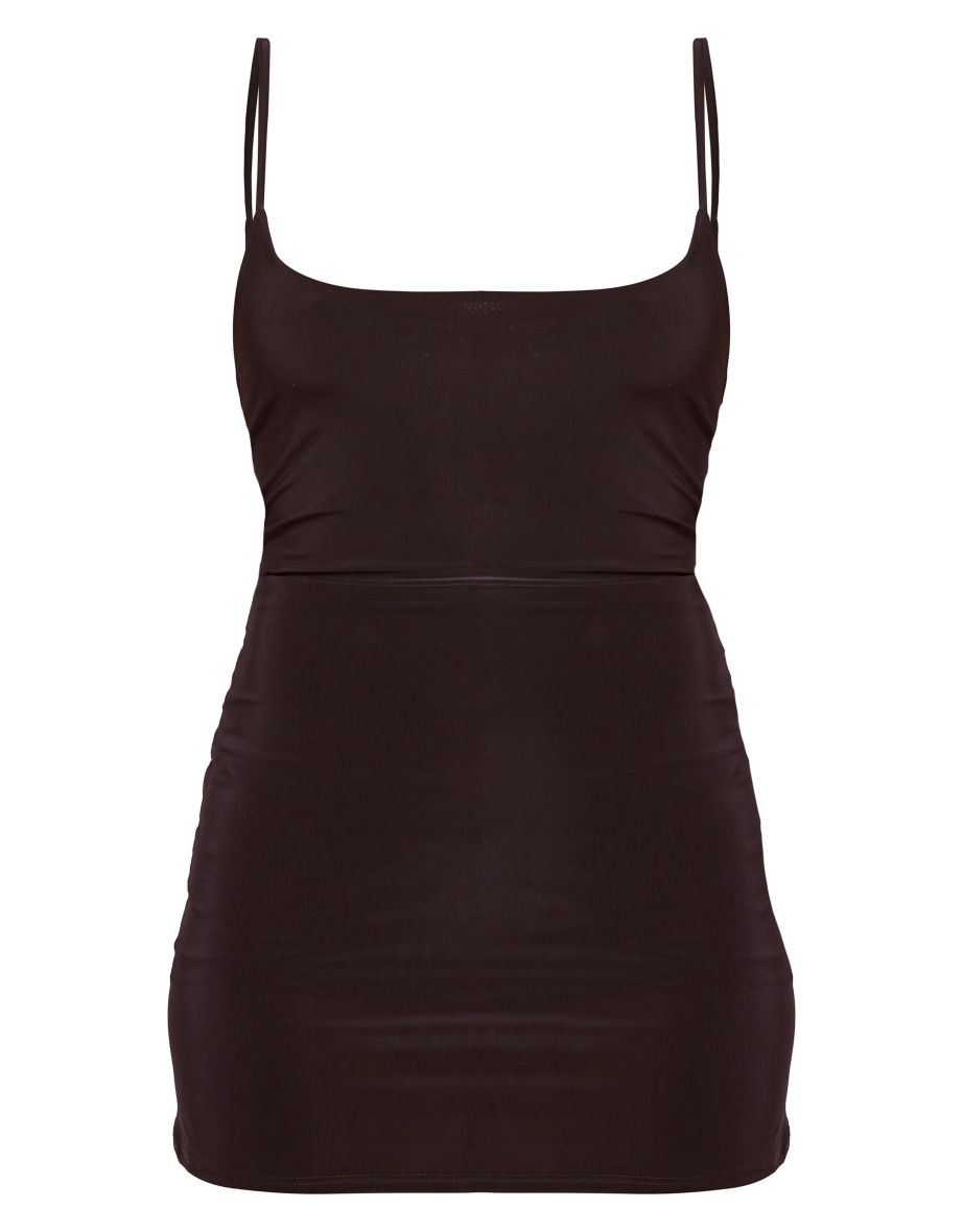 Black Slinky Round Neck Strappy Skort Playsuit - 4