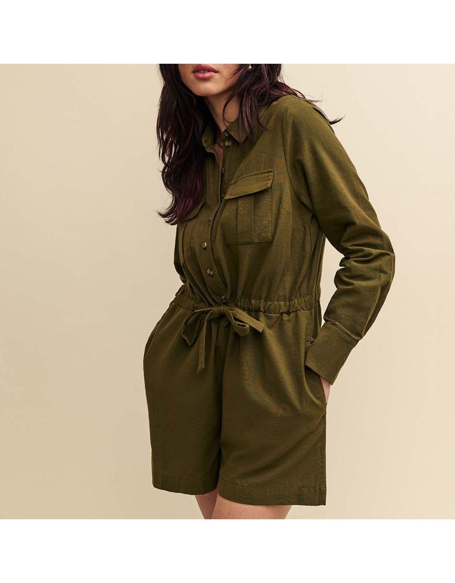 Women's Nobodys Child Miranda Utility Playsuit in Green