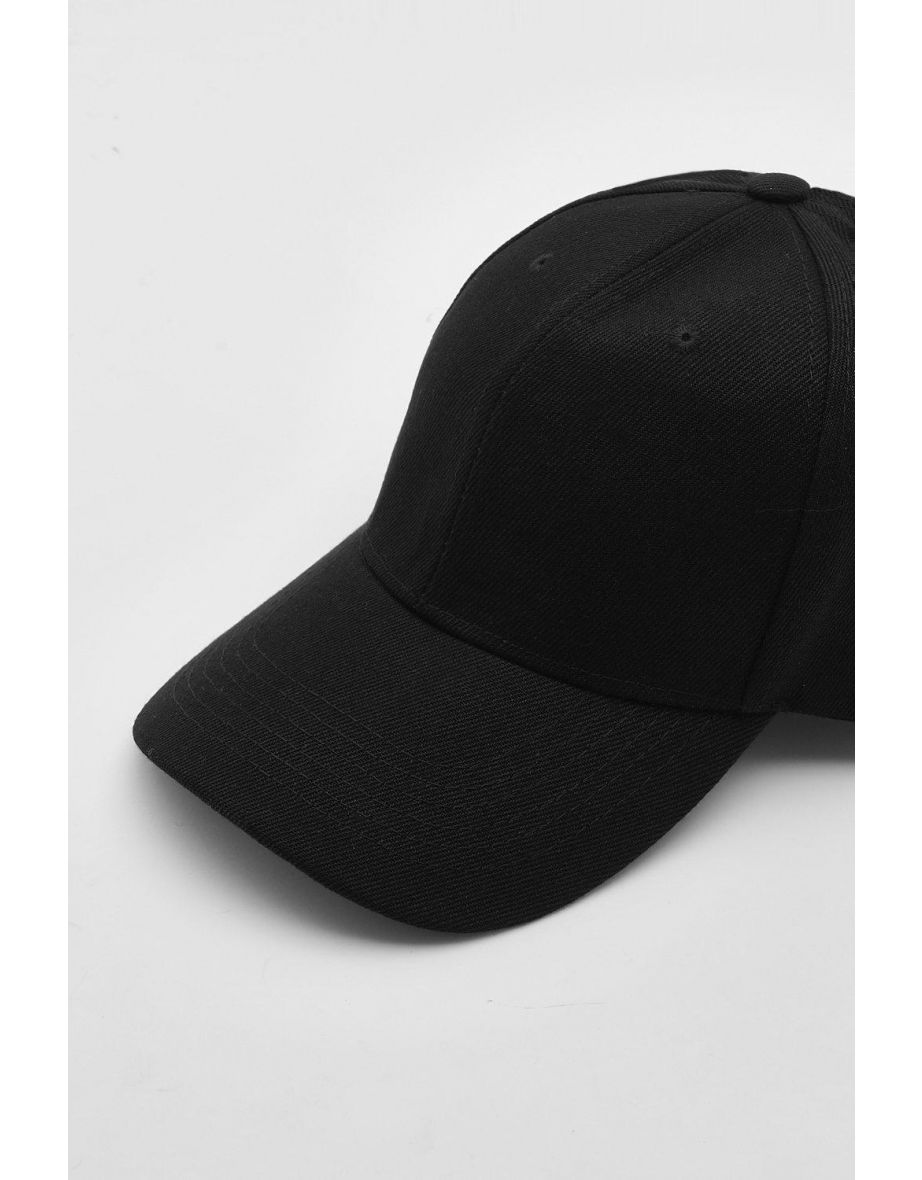Black Plain Baseball Cap - black - 2