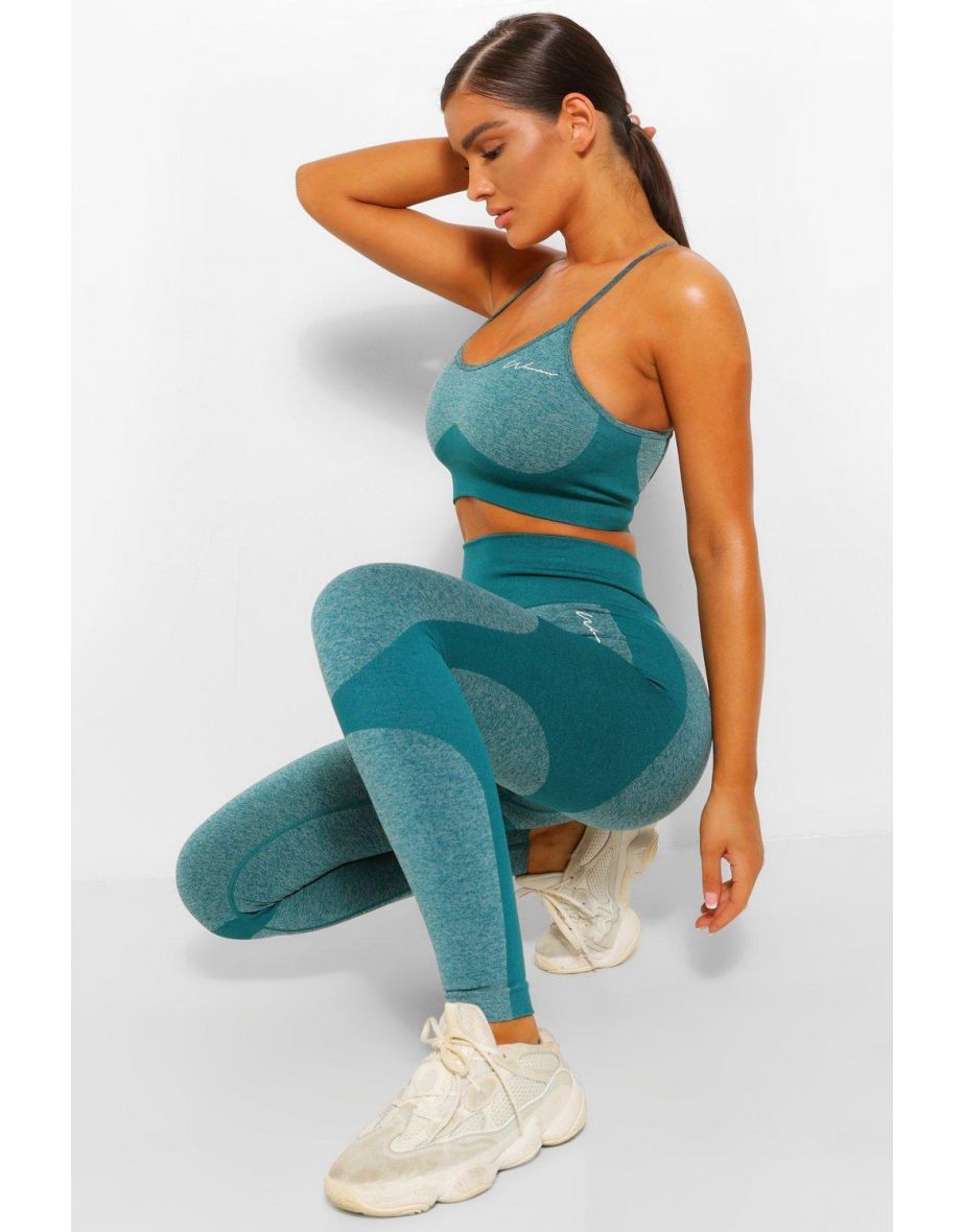 Fit Seamfree Contrast Gym Leggings - forest - 3
