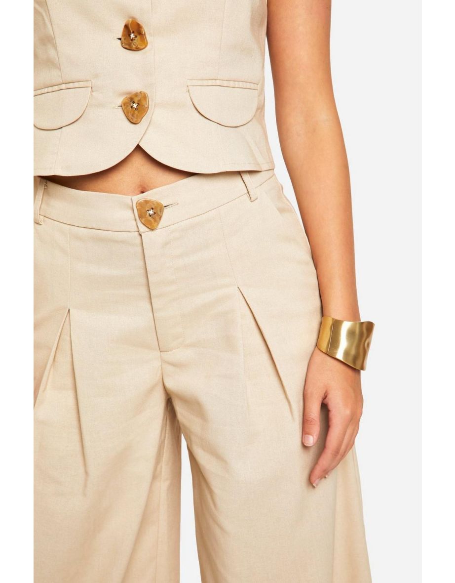 Linen Look Pleated Trouser - 3