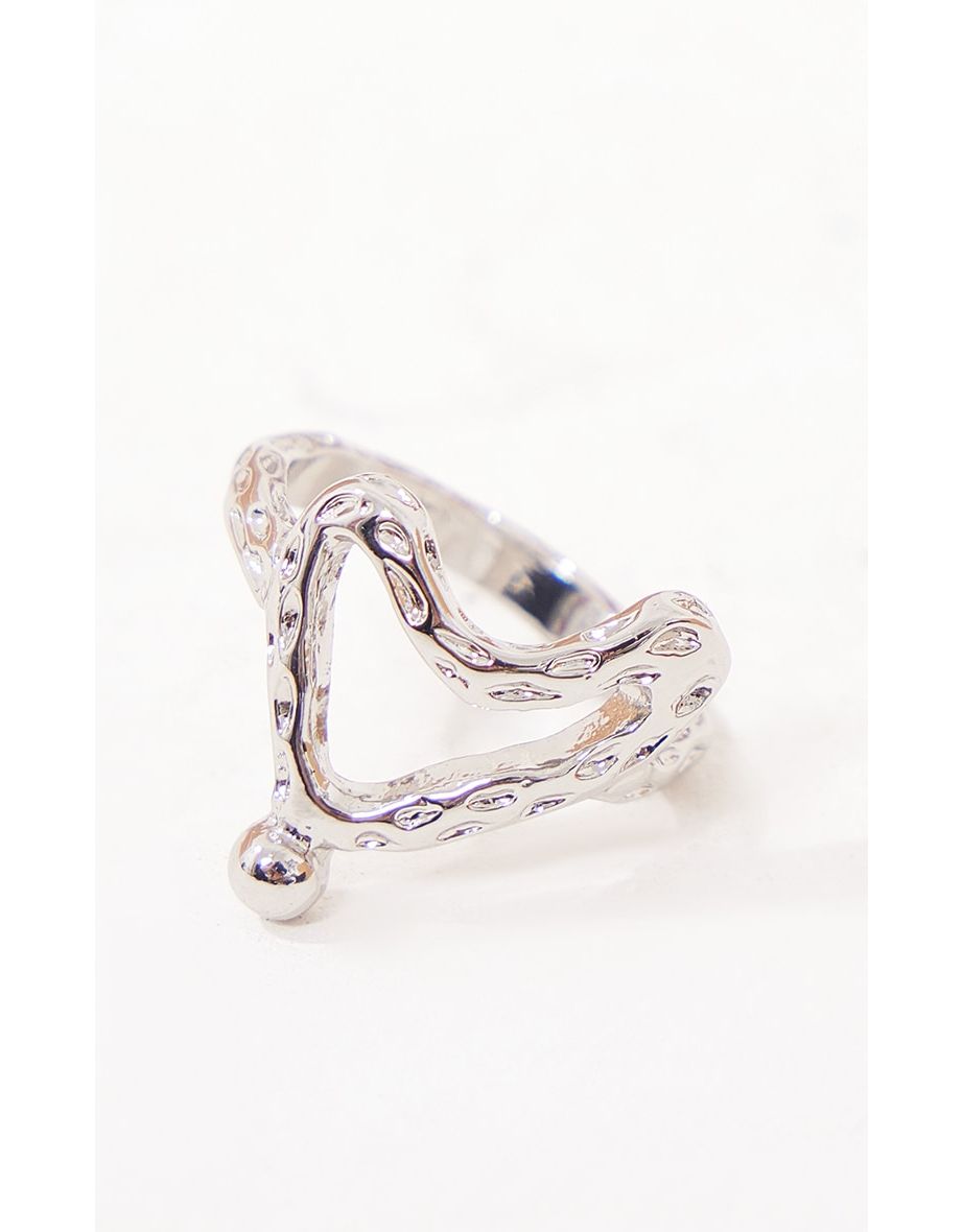 Silver Molten Heart Ring - 2