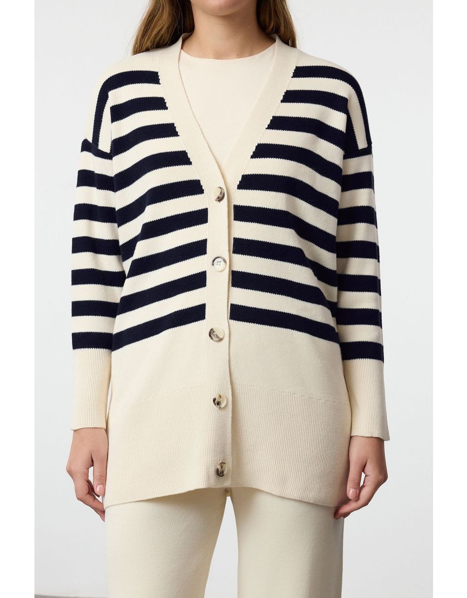 Stone Cardigan Trousers Knitwear Bottom-Top Set - 4