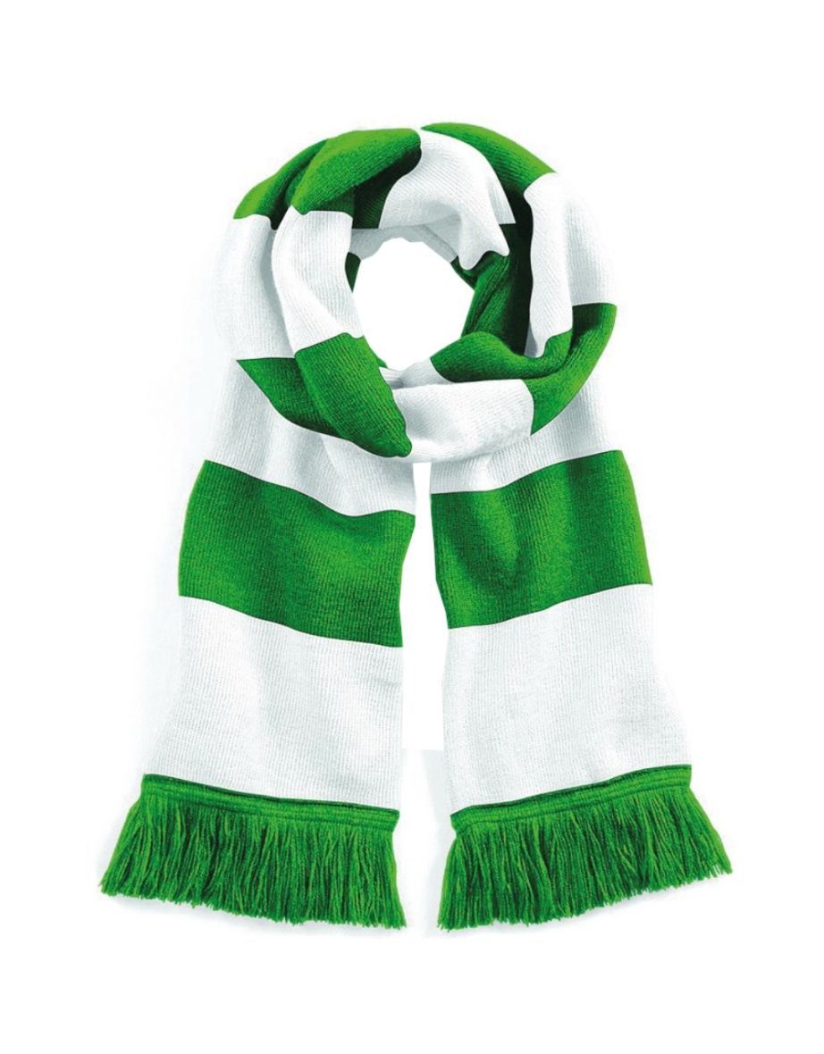 Beechfield Varsity Unisex Winter Scarf (Double Layer Knit) - Kelly Green /White