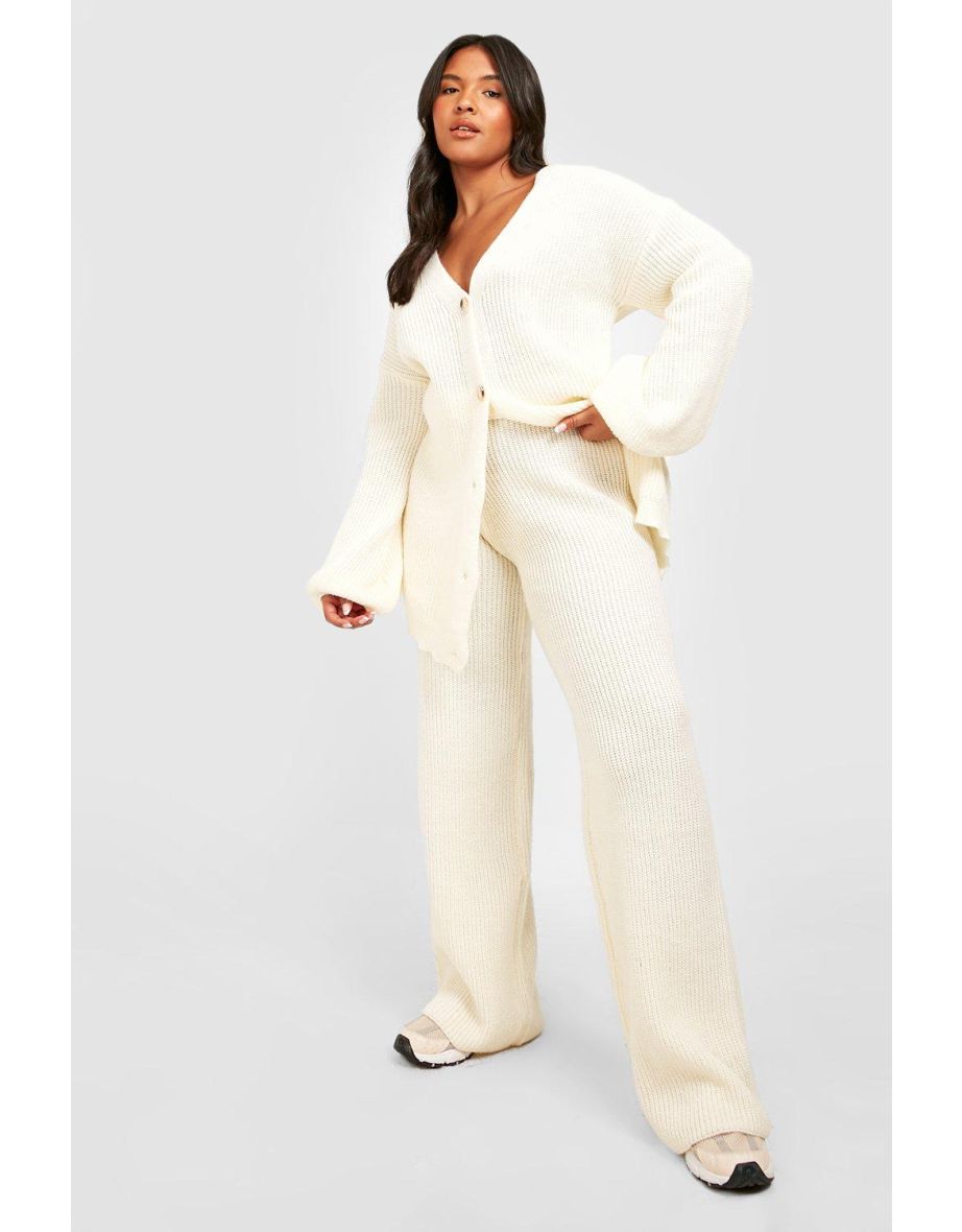 Plus Chunky Knit Cardigan Co-ord - cream