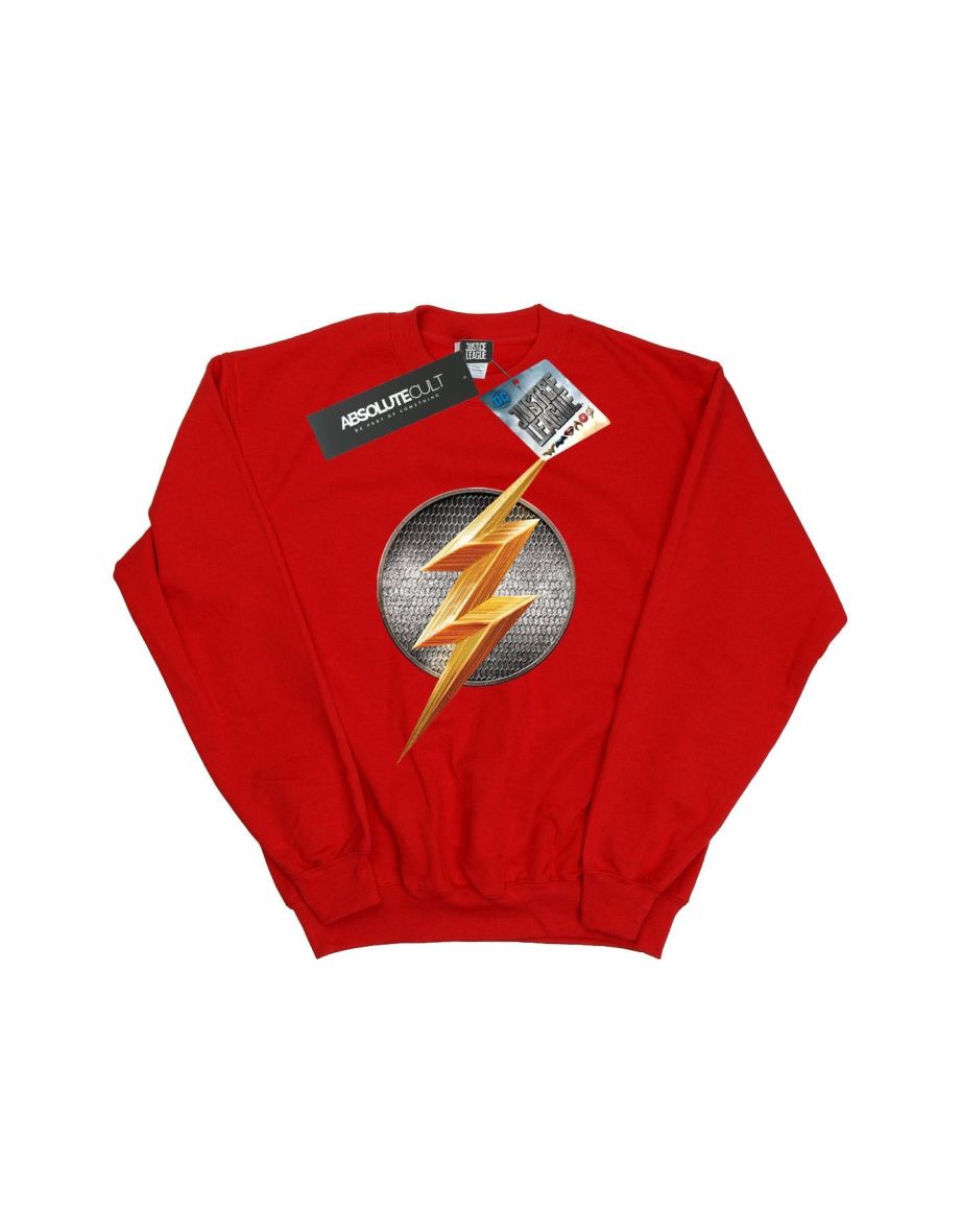 DC Comics Boys Justice League Movie Flash Emblem Sweatshirt - Red