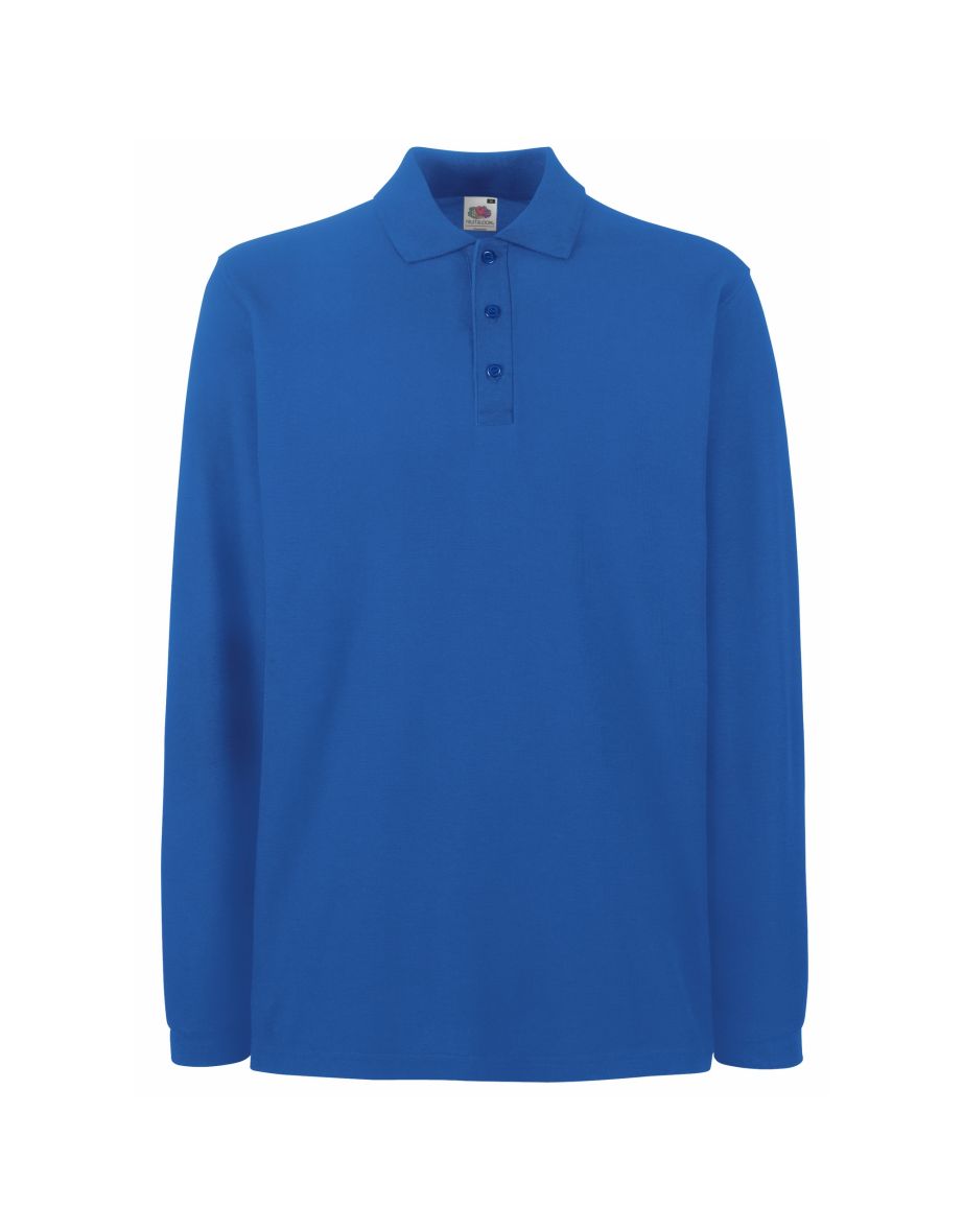 Fruit Of The Loom Mens Premium Long Sleeve Polo Shirt - Royal