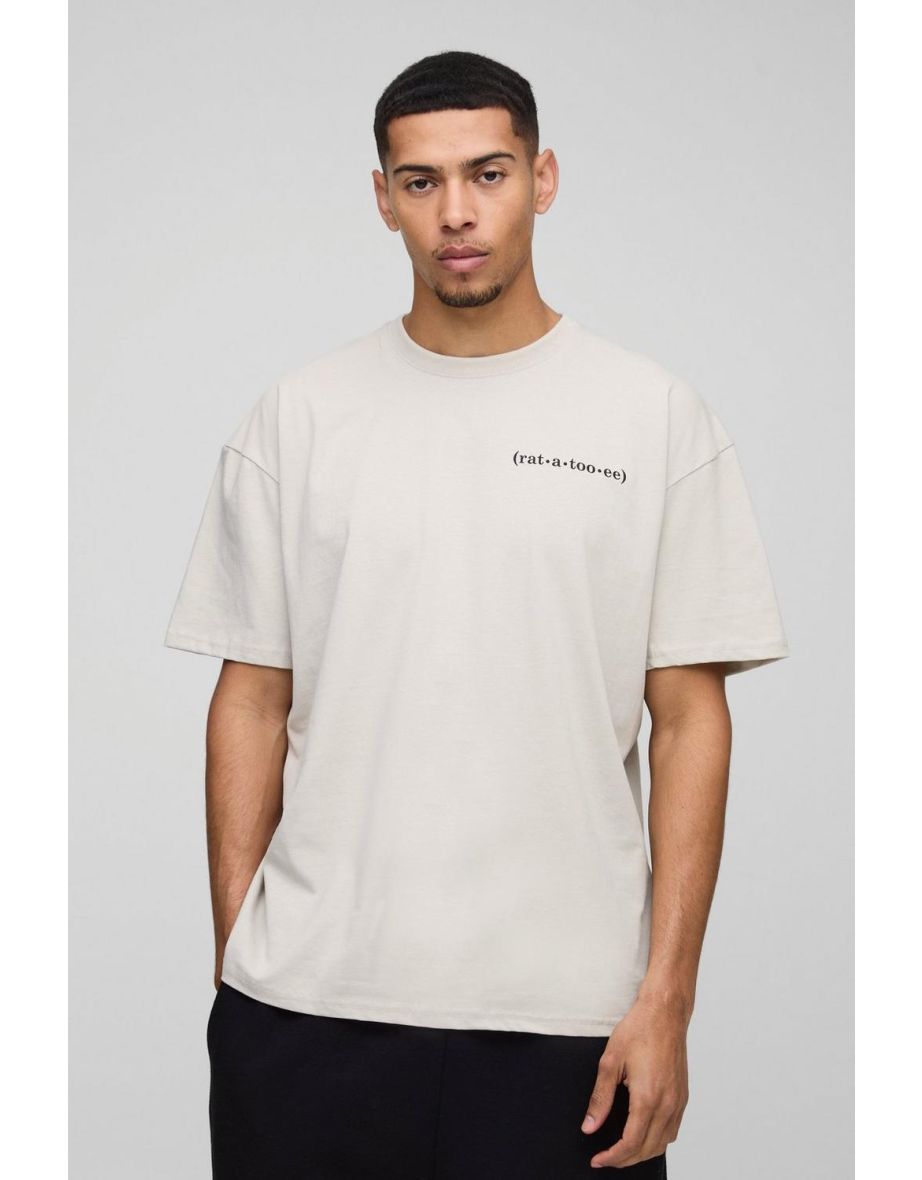 Oversized Ratatouille License Graphic T-Shirt - stone