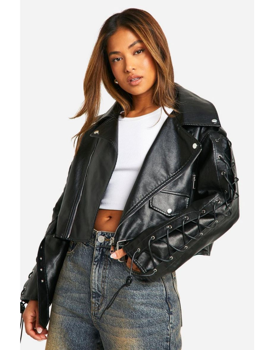 Faux Leather lace popular up Jacket