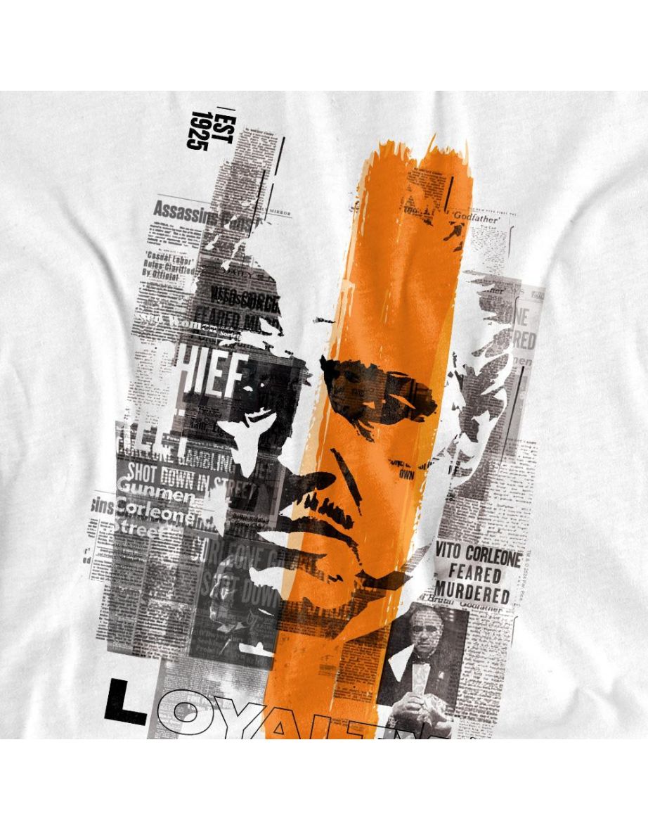 The Godfather Unisex Adult Don Vito Corleone Newspaper Strip T-Shirt - White - 3