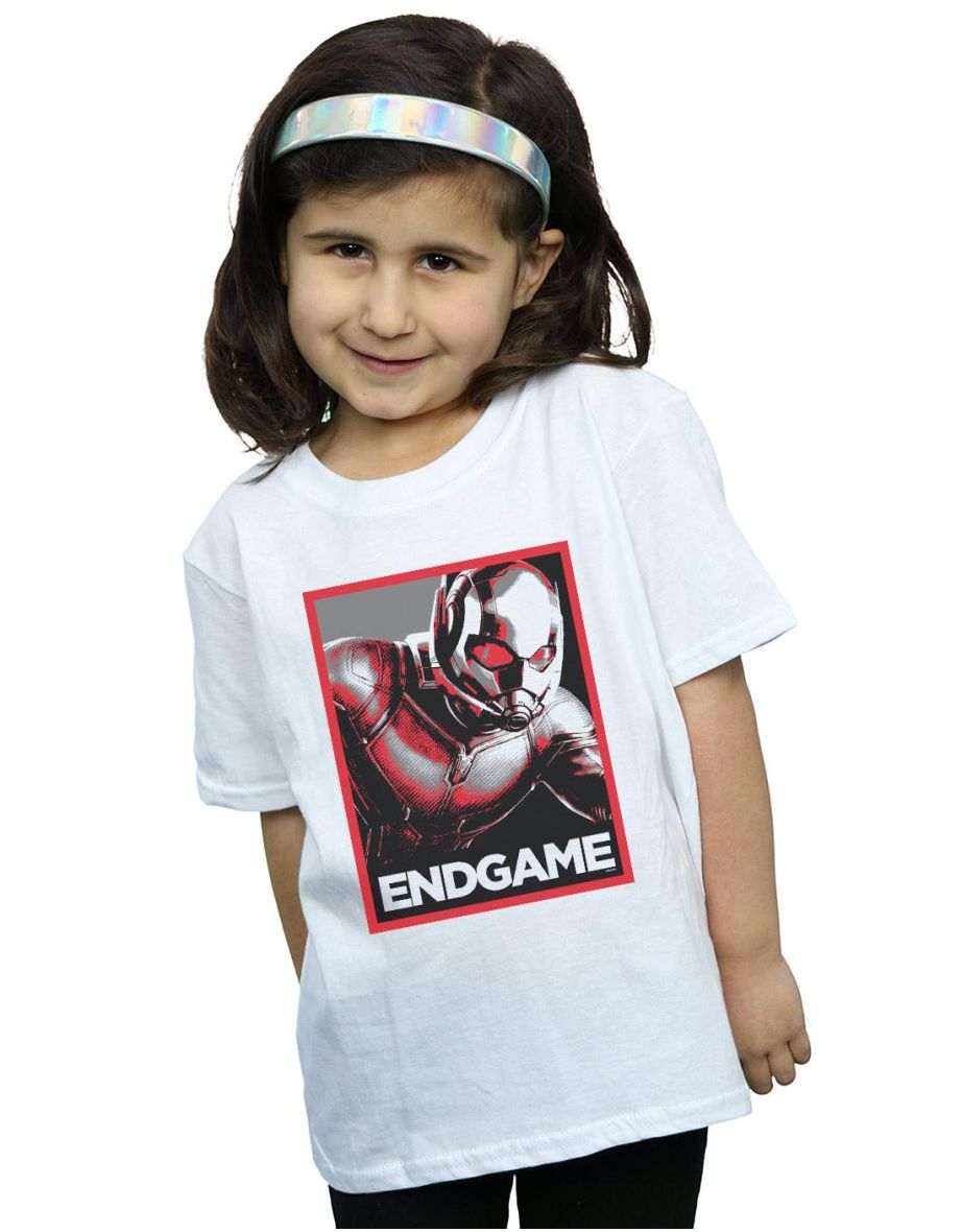 Marvel Girls Avengers Endgame Ant-Man Poster Cotton T-Shirt - White