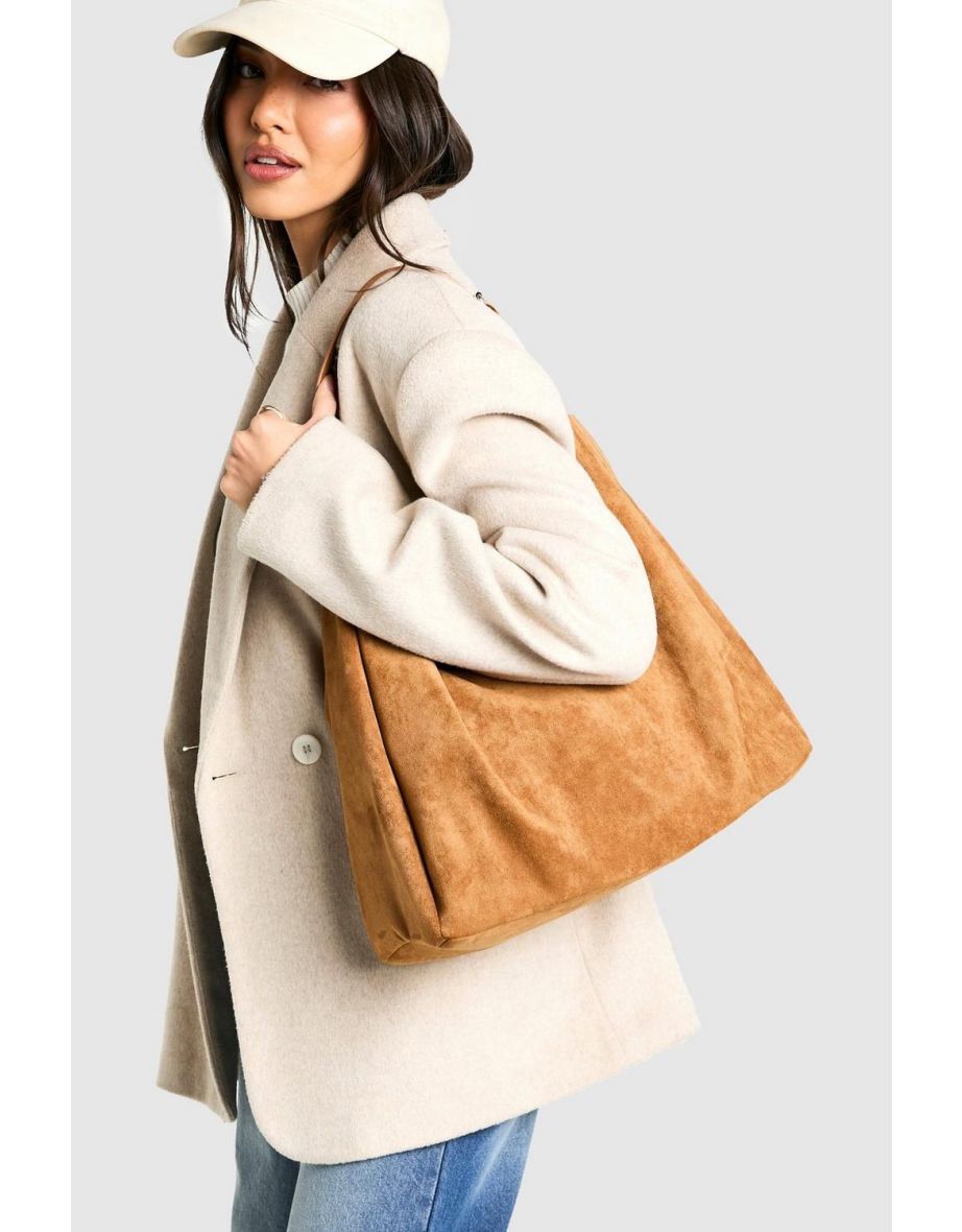 Faux Suede Slouchy Shoulder Bag