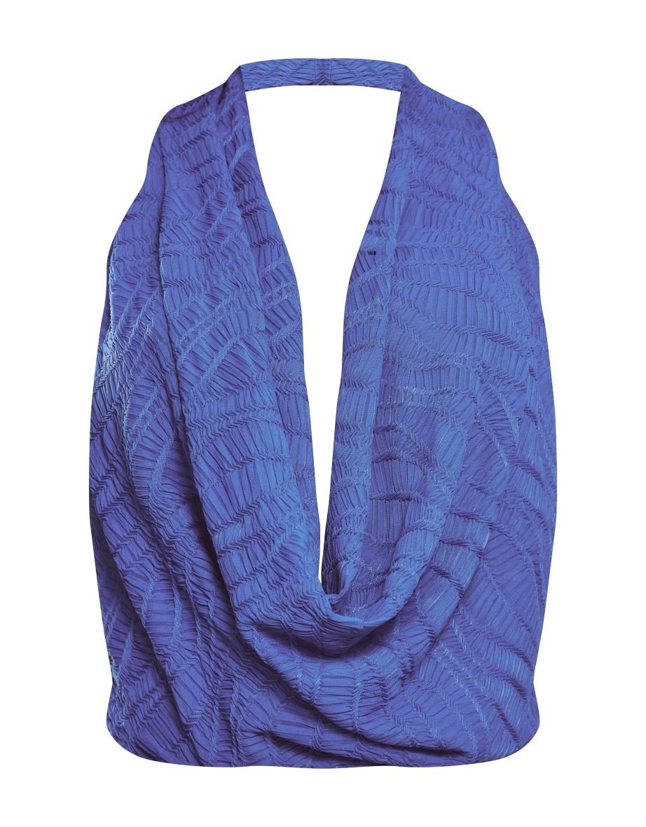 Cobalt Textured Extreme Plunge Cowl Long Top - 4