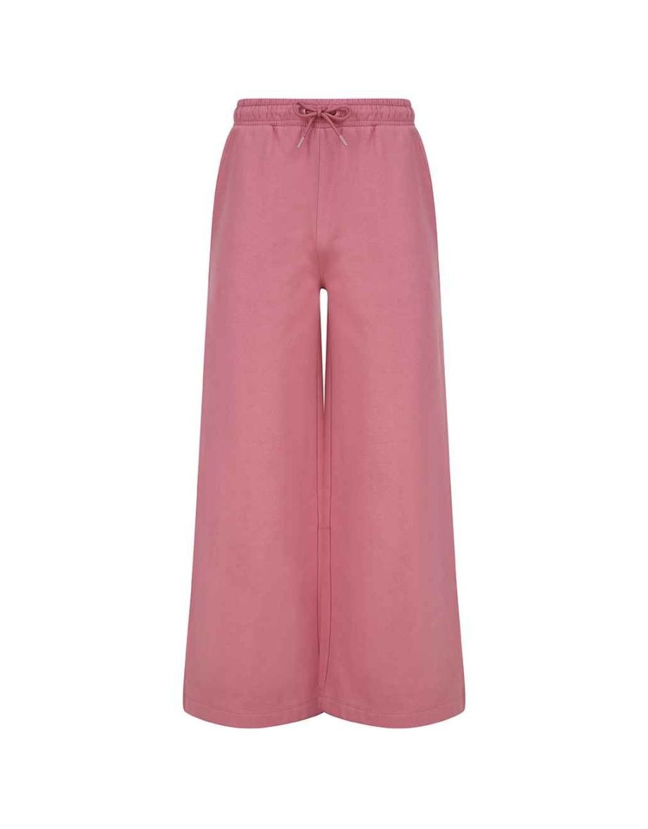 SF Womens/Ladies Sustainable Wide Leg Jogging Bottoms - Dusky Pink