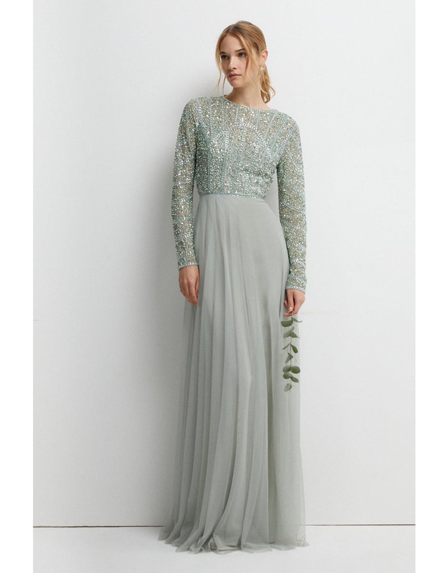 Mixed Gem Tulle Skirt Bridesmaid Dress