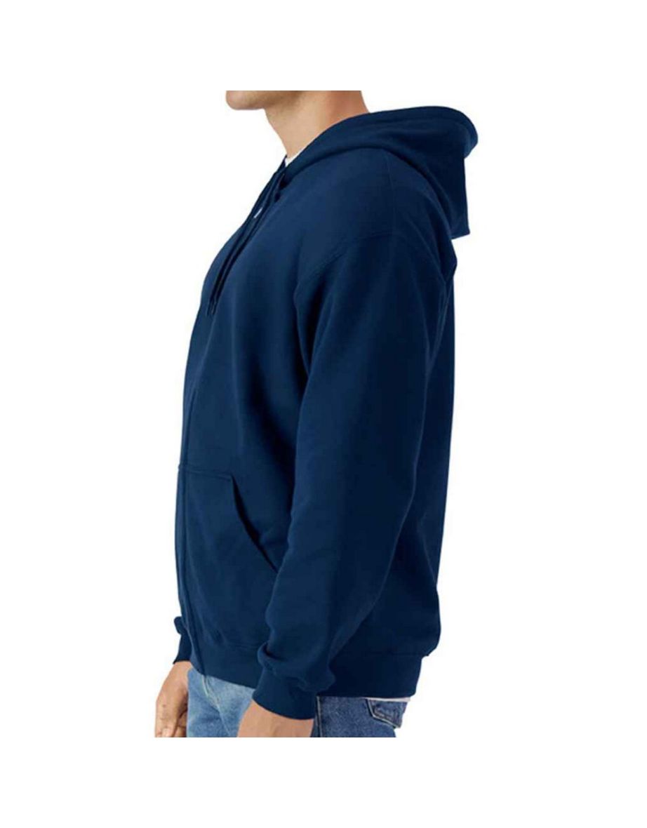 Gildan Mens Midweight Soft Touch Full Zip Hoodie - Navy - 2