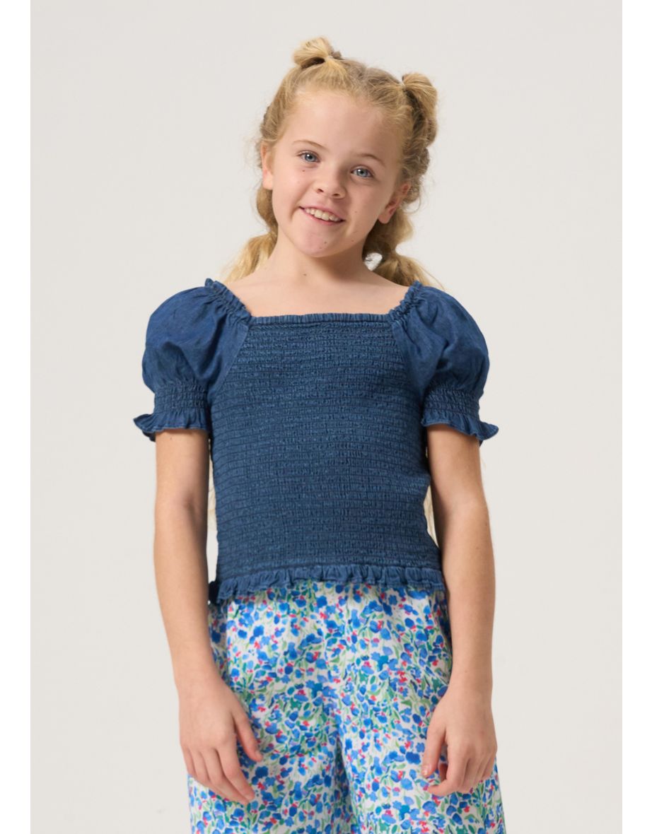 Charlie Denim Shirred Top - 5