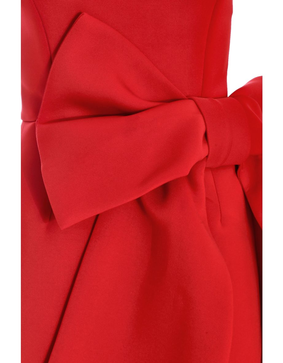 Red Bow Strapless Bodycon Dress - 5