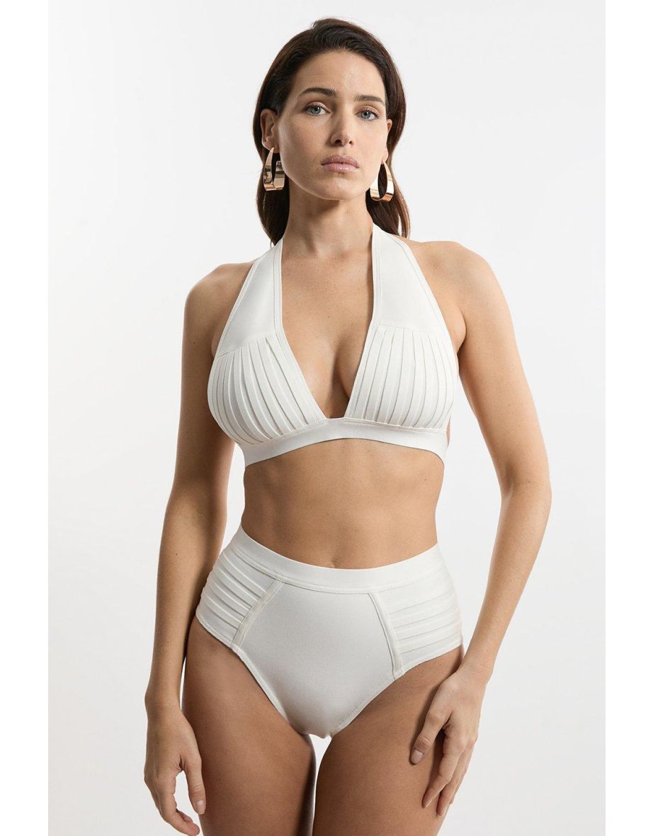 Bandage Sheer Stripe Halter Neck Top